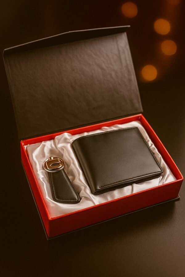 2 piece Gift Box Genuine Cow Leather SP Wallet