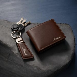Executive Leather Gift Set Wallet & Keychain Combo