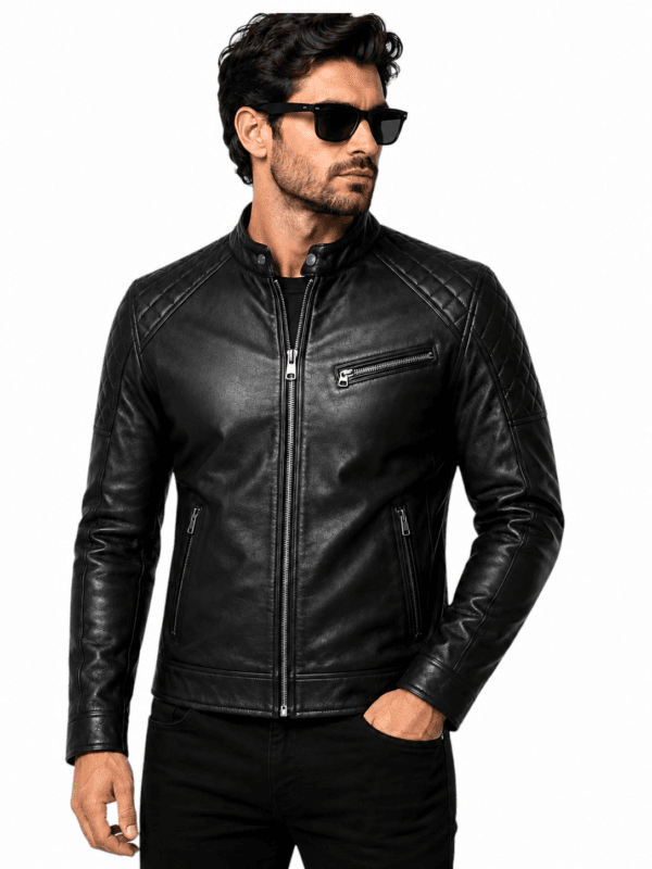 Diamond Classic Men's Black Biker Jacket