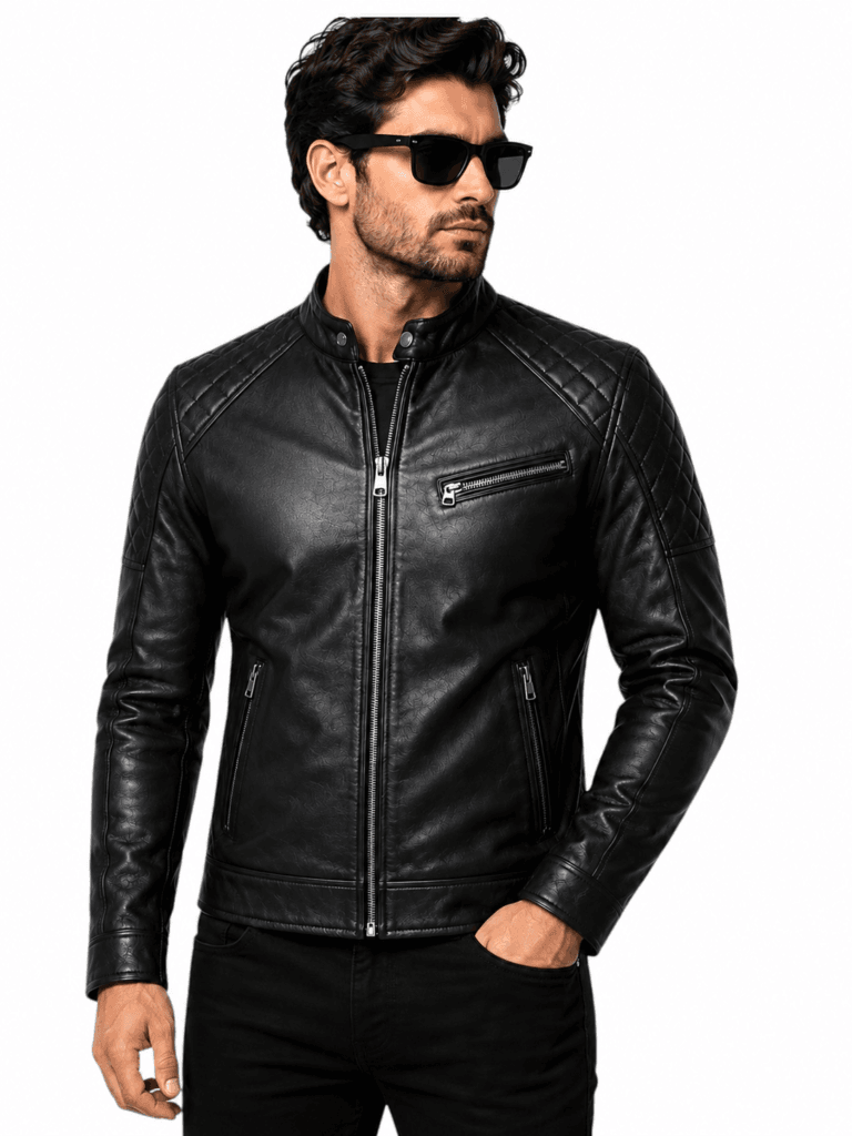 Diamond Classic Men's Black Biker Jacket