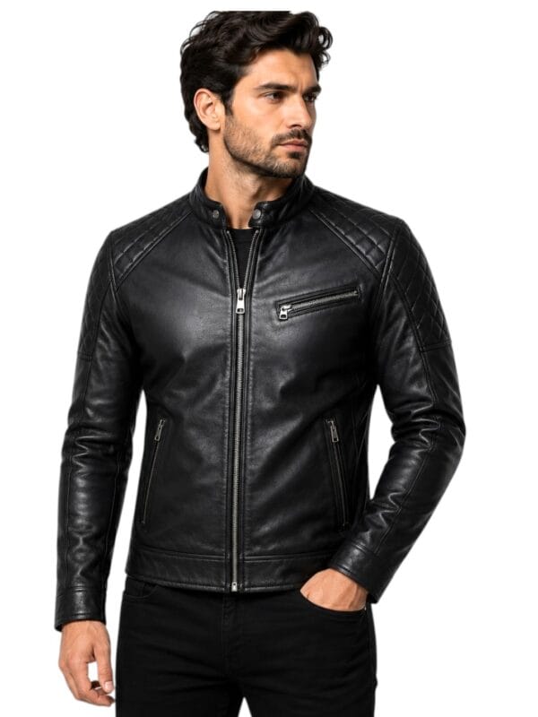 Diamond Classic Men's Black Biker Jacket