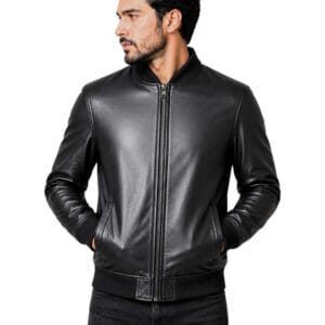 Men's Black Genuine Sheep leather Bomber Jacket Pakistan