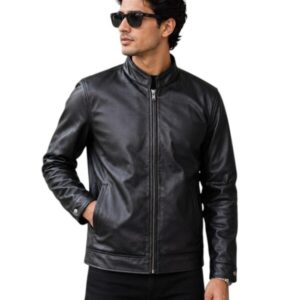Men’s Genuine Sheep Leather Jacket – Classic Stand Collar