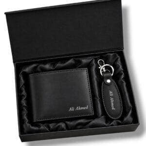 Men's Leather Gift Set Wallet and Keychain With Free Delivery