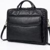 Premium genuine cow leather laptop bag for men front view