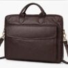 Premium genuine cow leather laptop bag for men front view