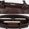 Premium genuine cow leather laptop bag for men front view