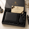 Premium Genuine Cow Leather Wallet and Keychain Gift Set for Men0
