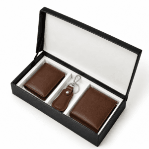 Luxe Legacy premium leather 3 piece gift set for men with wallet keychain and card holder