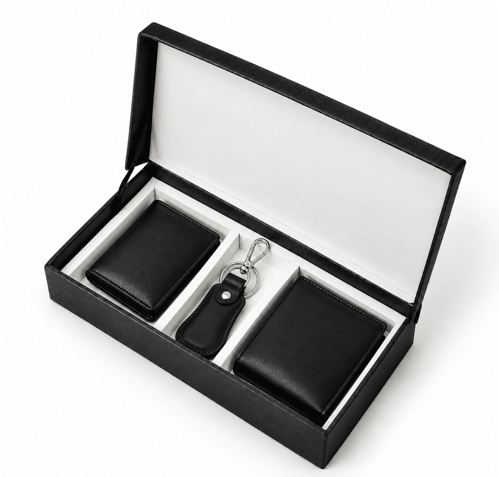 Luxe Legacy Premium Leather 3-Piece Gift Set for Men – Wallet, Keychain & Card Holder