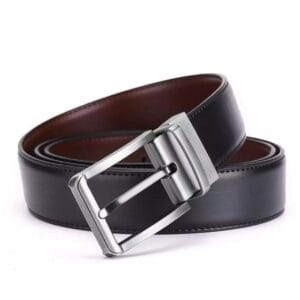 2-in-1 reversible belt for men in black and brown lamination leather